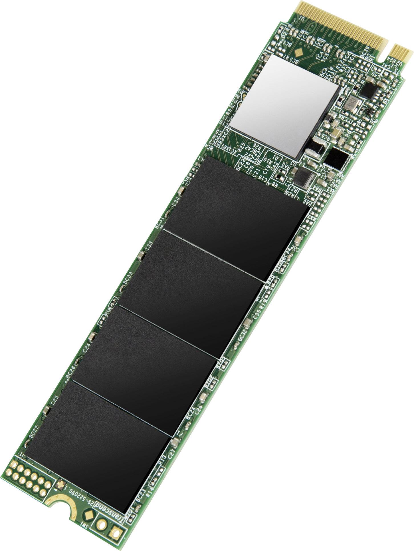 SSD-Speicher im M.2-Format, das für schnellen Datenzugriff in Computern verwendet wird. Enthält Chips und Anschlüsse für die Installation.
