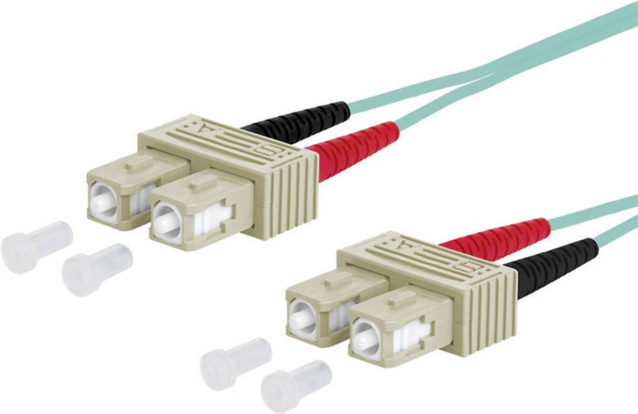 Metz Connect 151J1EOEO10E Glasfaser LWL Anschlusskabel 1.00 m Türkis [2x SC-Stecker - 2x SC-Stecker] 50/125 µ Multimode ...