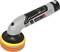 Hand-Poliermaschine in Grau und Schwarz mit orangefarbenem Polierpad. Markenname und technische Details sind auf dem Griff sichtbar.