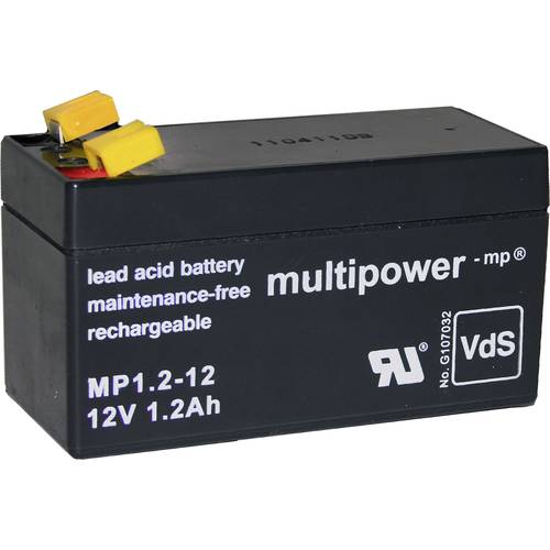 Thumbnail - multipower PB-12-1,2-4,8 MP1,2-12 Bleiakku 12 V 1.2 Ah Blei-Vlies (AGM) (B x H x T) 97 x 59 x 43 mm Flachstecker 4.8 mm ...
