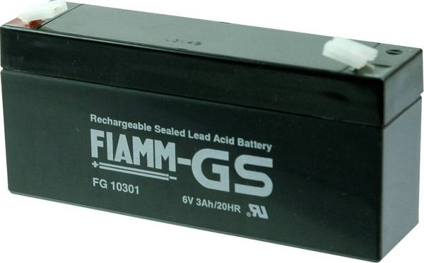 Fiamm PB-6-3 FG10301 Bleiakku 6 V 3 Ah Blei-Vlies (AGM) (B x H x T) 134 x 66 x 33 mm Flachstecker 4.8 mm Wartungsfrei, Geringe Selbstentladung, VDS-Zertifizierung