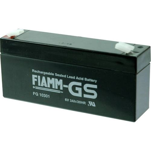 Fiamm PB-6-3 FG10301 Bleiakku 6 V 3 Ah Blei-Vlies (AGM) (B x H x T) 134 x 66 x 33 mm Flachstecker 4.8 mm Wartungsfrei, G...