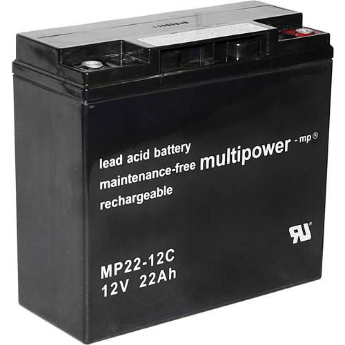 Thumbnail - multipower PB-12-22-M5 MP22-12C Bleiakku 12 V 22 Ah Blei-Vlies (AGM) (B x H x T) 181 x 167 x 76 mm M6-Schraubanschluss Z...