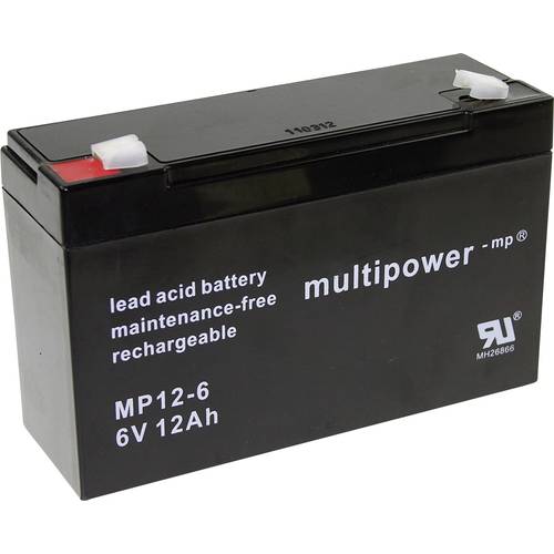 multipower PB-6-12-6,35 MP12-6 Bleiakku 6 V 12 Ah Blei-Vlies (AGM) (B x H x T) 151 x 99 x 50 mm Flachstecker 6.35 mm War...