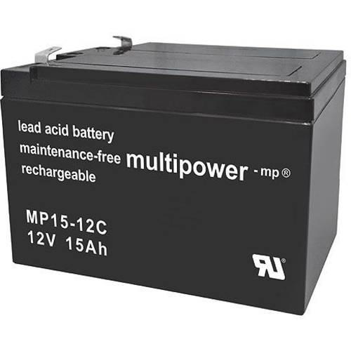 Thumbnail - multipower PB-12-15 MP15-12C Bleiakku 12 V 15 Ah Blei-Vlies (AGM) (B x H x T) 151 x 104.5 x 99 mm Flachstecker 6.35 mm W...