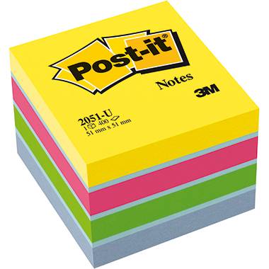 3M Post-it Notes Mini Würfel 2051-U, 51 x 51 mm, 400 Blatt sortiert in Ultrafarben