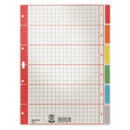 Leitz 4350 Register DIN A4 blanko Karton Grau 6 Registerblätter 43500085