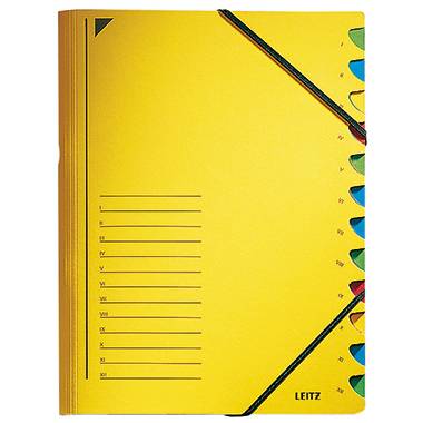 Leitz 39120015 Ordnungsmappe Gelb DIN A4 Pendareckarton, recycelt Anzahl der Fächer: 12-0