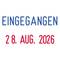 '24. Aug. 2026 eingegangen' in blau und rot geschrieben.