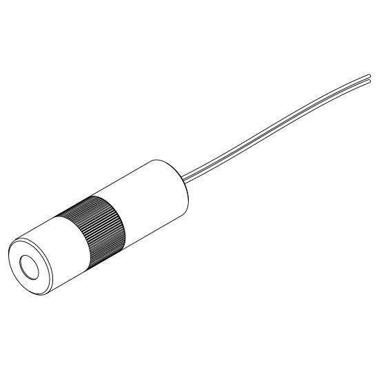 Ein einfaches, schematisches Bild eines zylindrischen Mikrofons mit Kabel, in Schwarz-Weiß gezeigt.