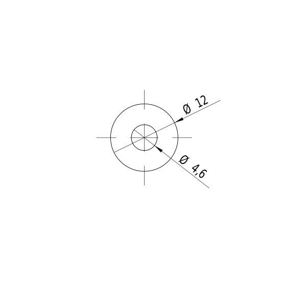 Technische Zeichnung: Zwei konzentrische Kreise mit Durchmessern von 12 mm und 4,6 mm, veranschaulicht mit Maßlinien.