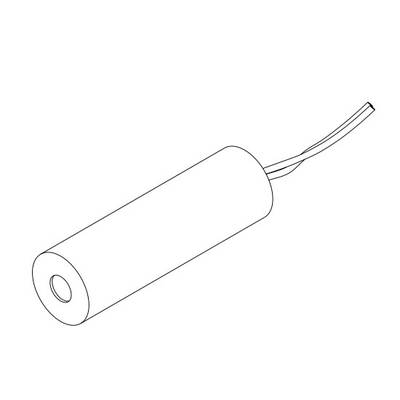 Elektrischer Heizstab in zylindrischer Form mit zwei herausragenden Kabeln an einem Ende, normalerweise zur Wassererwärmung verwendet.