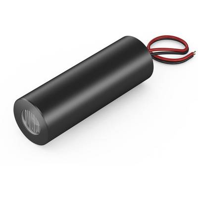 Ein schwarzer zylindrischer LED-Spot mit zwei herausragenden roten Drähten, geeignet für Beleuchtungsanwendungen.