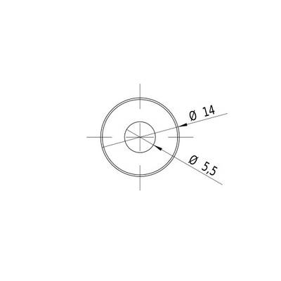 Konstruktionszeichnung eines Kreisrings mit einem äußeren Durchmesser von 14 mm und einem inneren Durchmesser von 5,5 mm.
