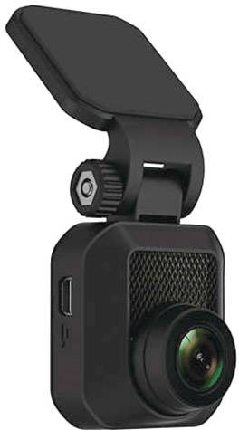 Kompakte Dashcam mit großem Objektiv und schwenkbarem Halter für den Einsatz im Auto. Ideal zur Aufnahme von Fahrten.