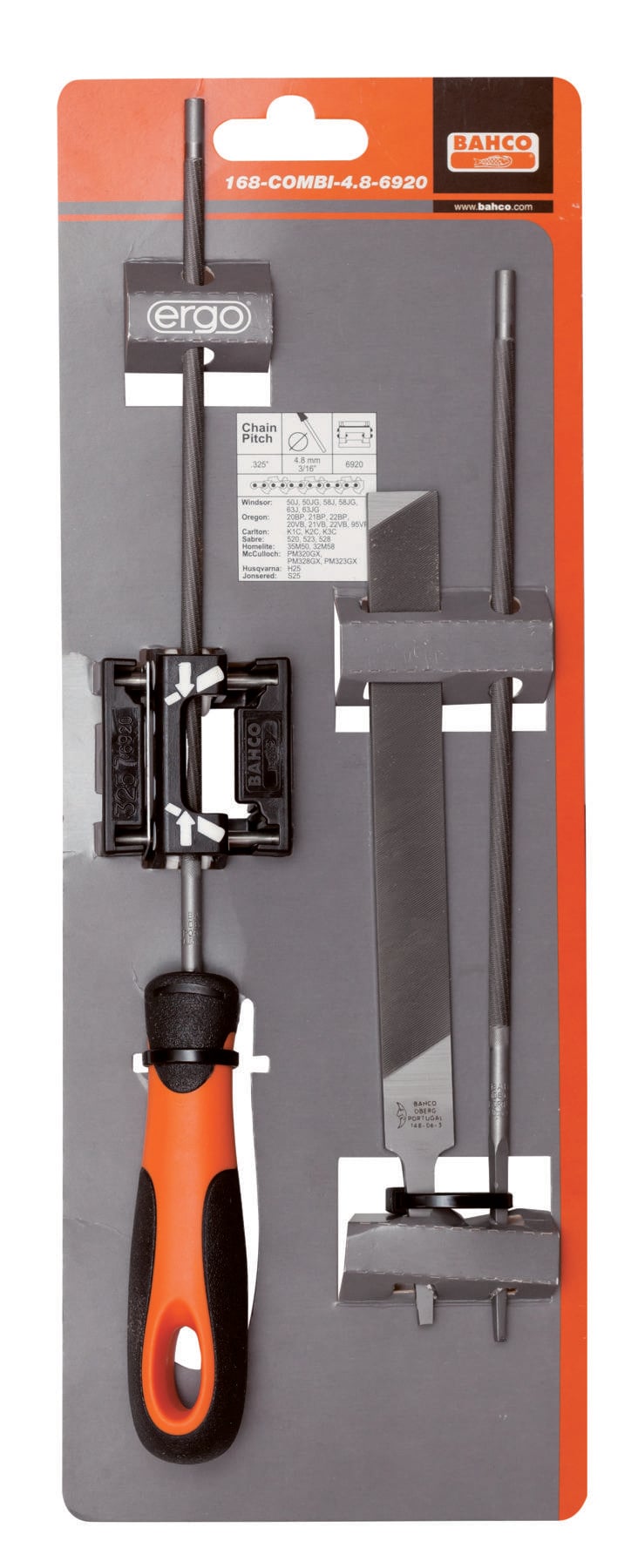 Bahco 168-COMBI-4.0-6922 Kettensägefeile-Set, Ergo-Heft, 200mm Ø 4,0mm, Feilen-Hilfe Länge 200 mm 1 St.