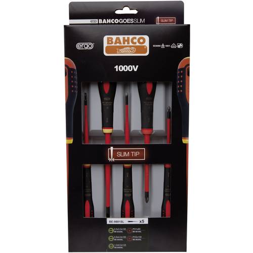 Bahco Ergo Werkstatt Schraubendreher-Set 5teilig Schlitz, Kreuzschlitz Phillips