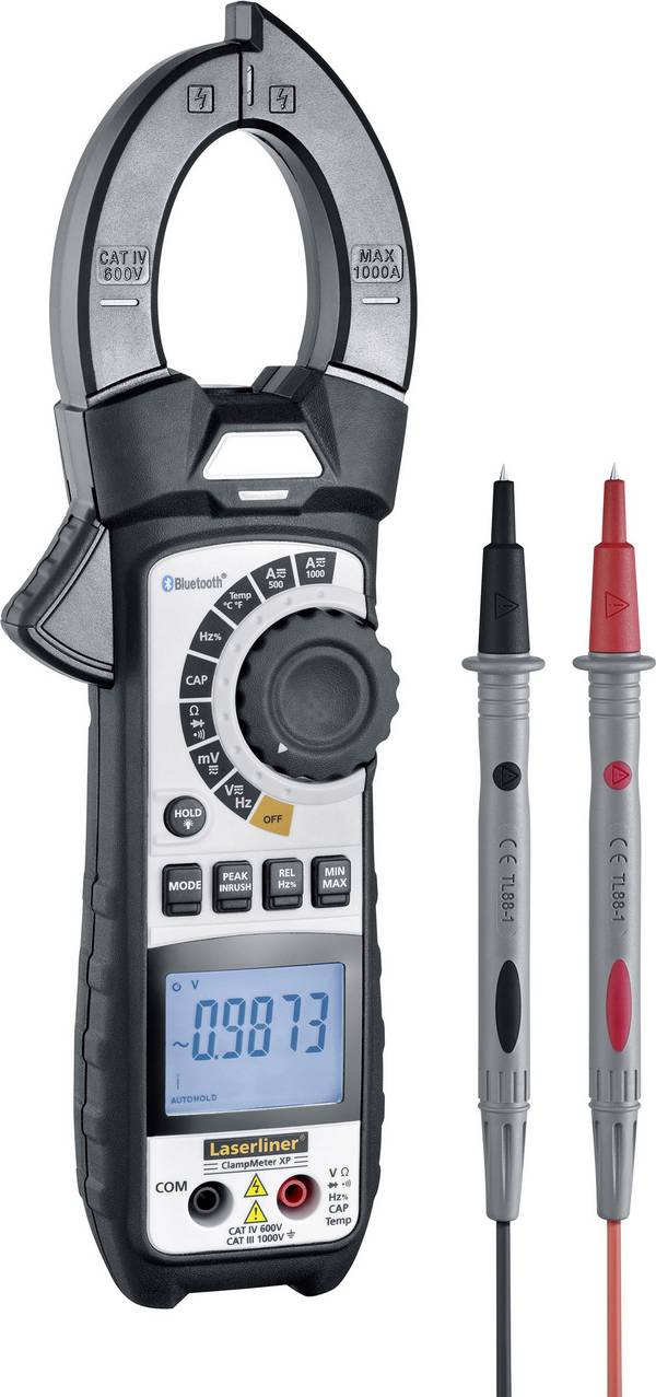 Laserliner ClampMeter XP (BT) Stromzange kalibriert (DAkkS-akkreditiertes Labor) digital CAT III 1000 V, CAT IV 600 V Anzeige (Counts): 50000