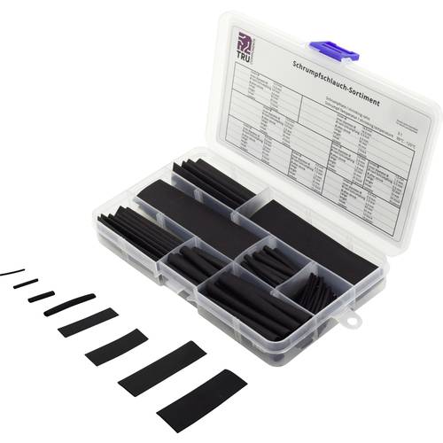 TRU COMPONENTS TC-6793936 Schrumpfschlauchsortiment Schwarz Schrumpfrate:3:1 100 St.