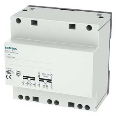Ein weißer elektrischer Transformator von Siemens mit technischen Symbolen auf der Vorderseite. Geeignet für 250V AC, 50Hz.
