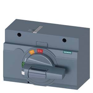 Graues elektrisches Schaltgerät mit Drehknopf. Aufdruck von Siemens-Logo sichtbar. Knopf hat Farbmarkierungen für verschiedene Einstellungen.