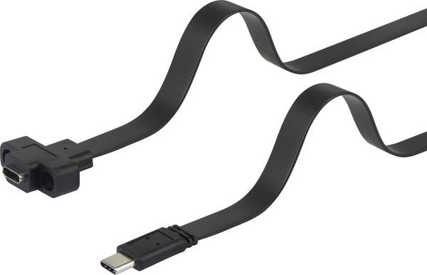 Renkforce USB-Kabel  USB 3.2 Gen1 USB-C® Stecker, USB-C® Buchse 0.25 m Schwarz schraubbar, hochflexibel RF-3415030