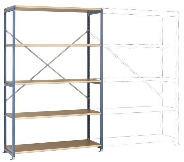 Manuflex RP1029.5007 Fachbodenregal-Grundmodul 200 kg (B x H x T) 1.22 x 2 x 80 m Stahl pulverbeschichtet Brillant-Blau Holzboden