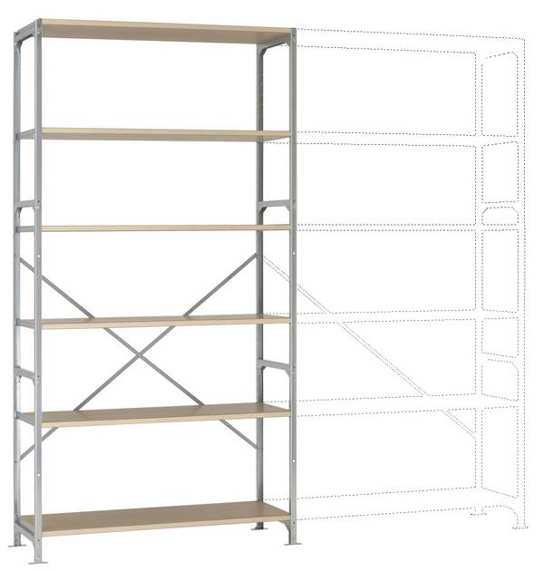 Manuflex RB2177 Fachbodenregal-Grundmodul 140 kg (B x H x T) 1.22 x 2.5 x 60 m Stahl verzinkt Verzinkt Holzboden