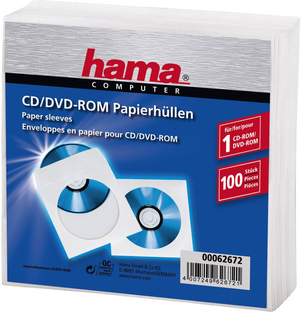 CD-ROM-Papierhüllen 100, Weiß