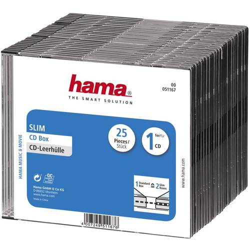 Thumbnail - Hama CD Hülle Slim 00051167 1 CD/DVD/Blu-Ray Transparent, Schwarz Polystyrol 25 St.