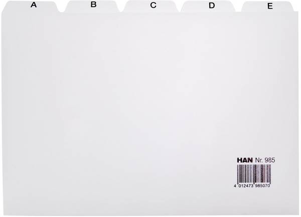 HAN 985 Kartei Register DIN A5 quer A-Z Polypropylen Grau 25 Registerblätter  985
