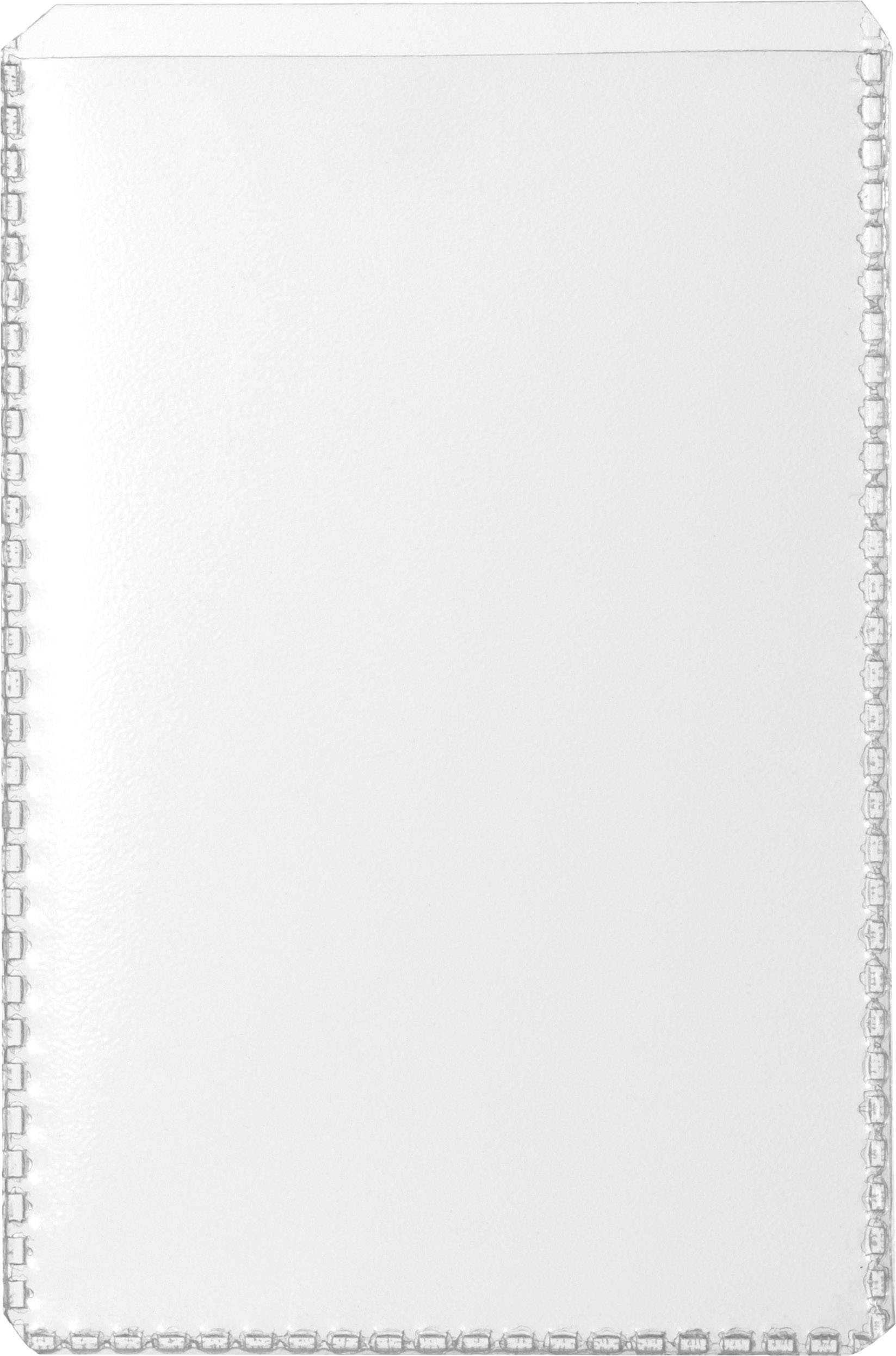 Versiegelter weißer Umschlag aus Papier mit kleinen quadratischen Mustern entlang der Ränder.