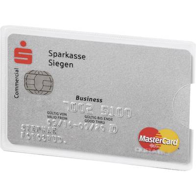 Eine silberne Kreditkarte der Sparkasse mit Mastercard-Logo, Kartennummer, Chip und dem Namen 'Sparkasse Siegen' oben.