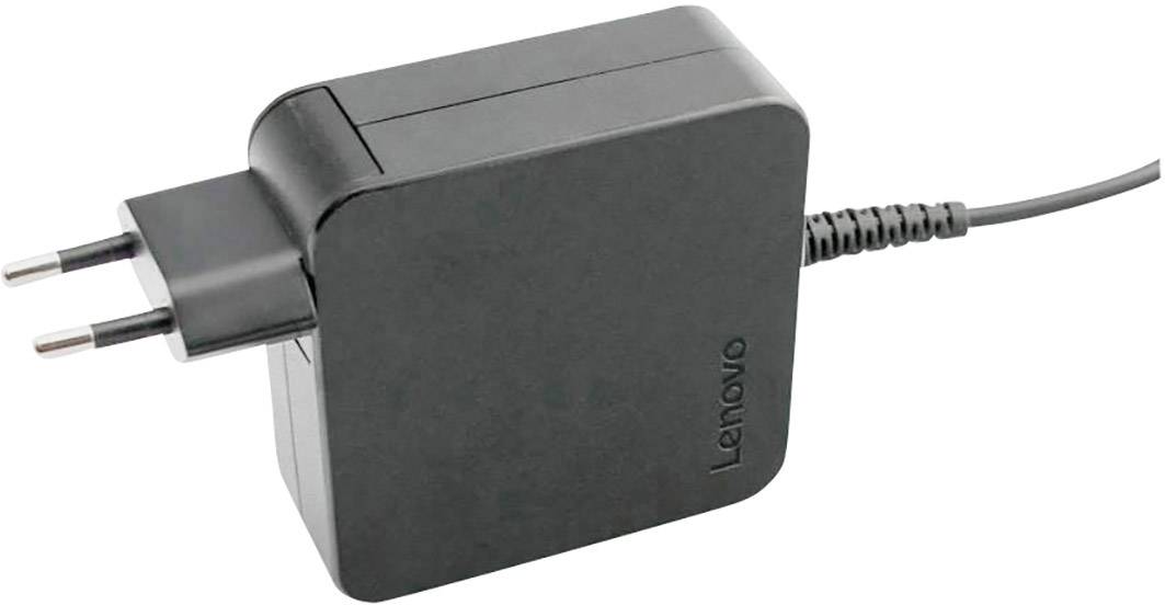 Schwarzes Lenovo Laptop-Ladegerät mit zwei-poligem EU-Stecker und Kabel, zur Stromversorgung von Lenovo-Geräten geeignet.