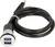 Ein USB-Kabel mit 2 Buchsen in einem runden Gehäuse, schwarz mit silbernen Akzenten, geeignet für USB-Verbindungen oder Datenübertragung.