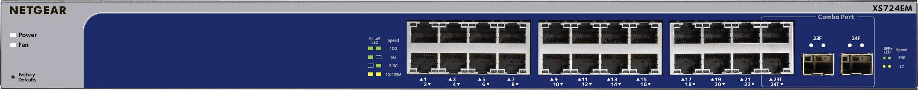 NETGEAR Plus XS724EM - Switch - Smart - 22 x 100/1000/2.5G/5G/10GBase-T + 2 x C 10 G-Bit SFP+-1