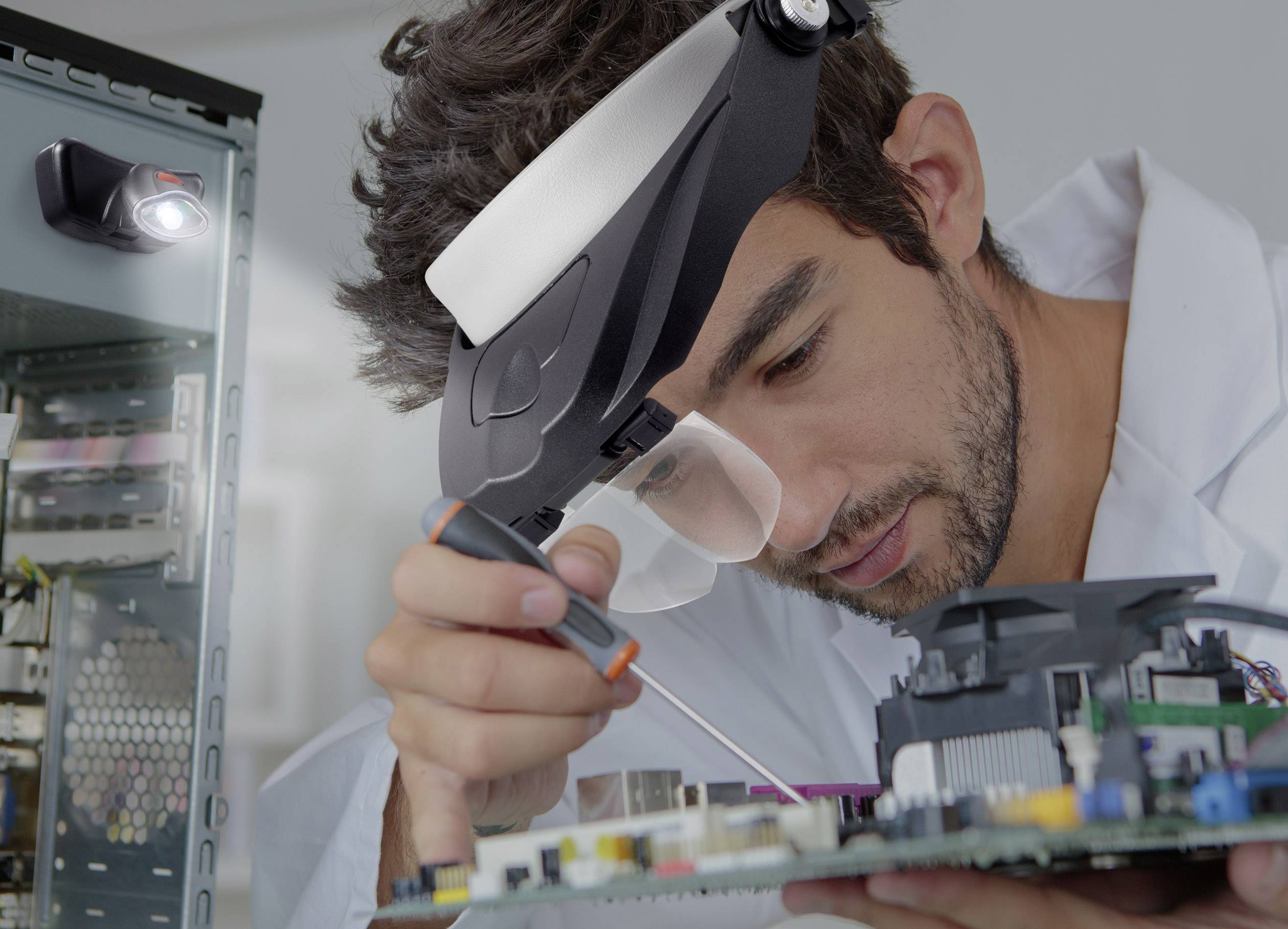 TOOLCRAFT TO-5137809 Kopflupe mit LED-Beleuchtung Vergrößerungsfaktor: 1.2 x, 1.8 x, 2.5 x, 3.5 x Linsengröße: (L x B) 1-3