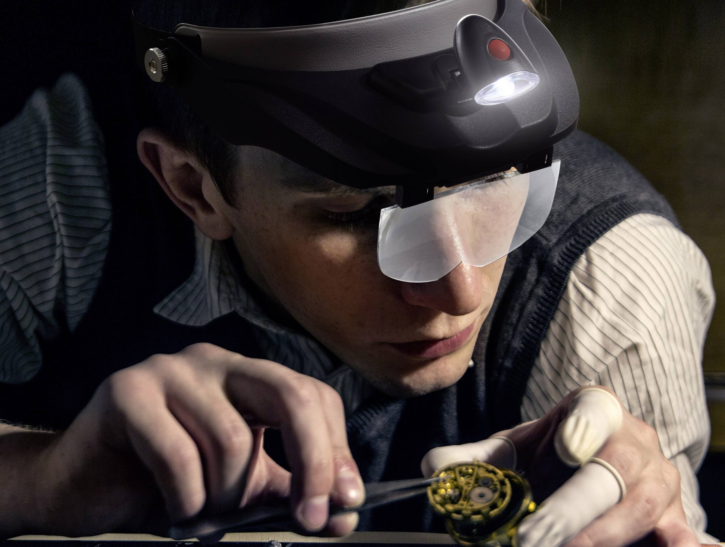 TOOLCRAFT TO-5137809 Kopflupe mit LED-Beleuchtung Vergrößerungsfaktor: 1.2 x, 1.8 x, 2.5 x, 3.5 x Linsengröße: (L x B) 1-5