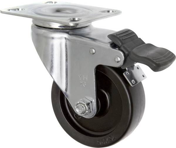 TOOLCRAFT TO-5137905 Lenkrolle mit Feststellbremse und Anschraubplatte 75 mm Polypropylen  Tragfähigkeit (max.): 70 kg