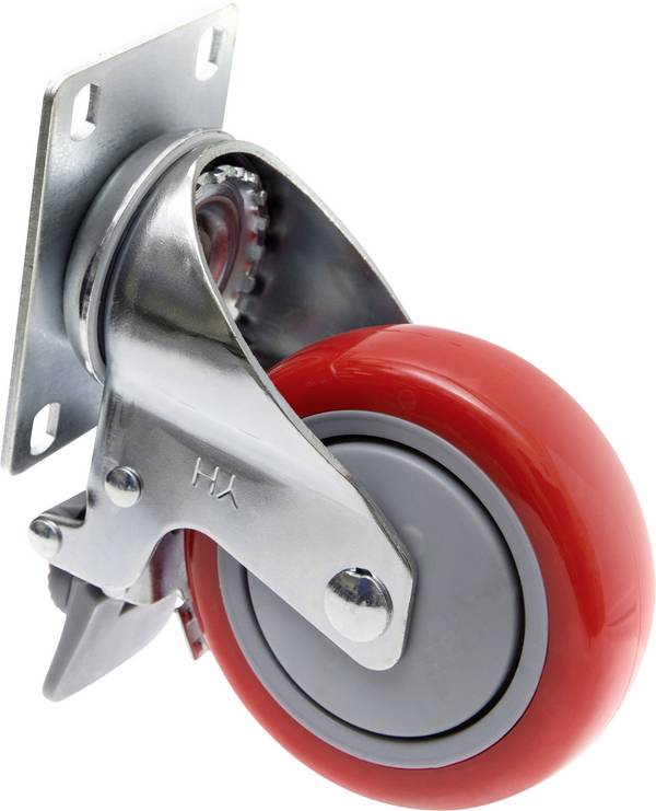 TOOLCRAFT TO-5137956 Lenkrolle 100 mm mit Feststellbremse und Anschraubplatte  Tragfähigkeit (max.): 125 kg