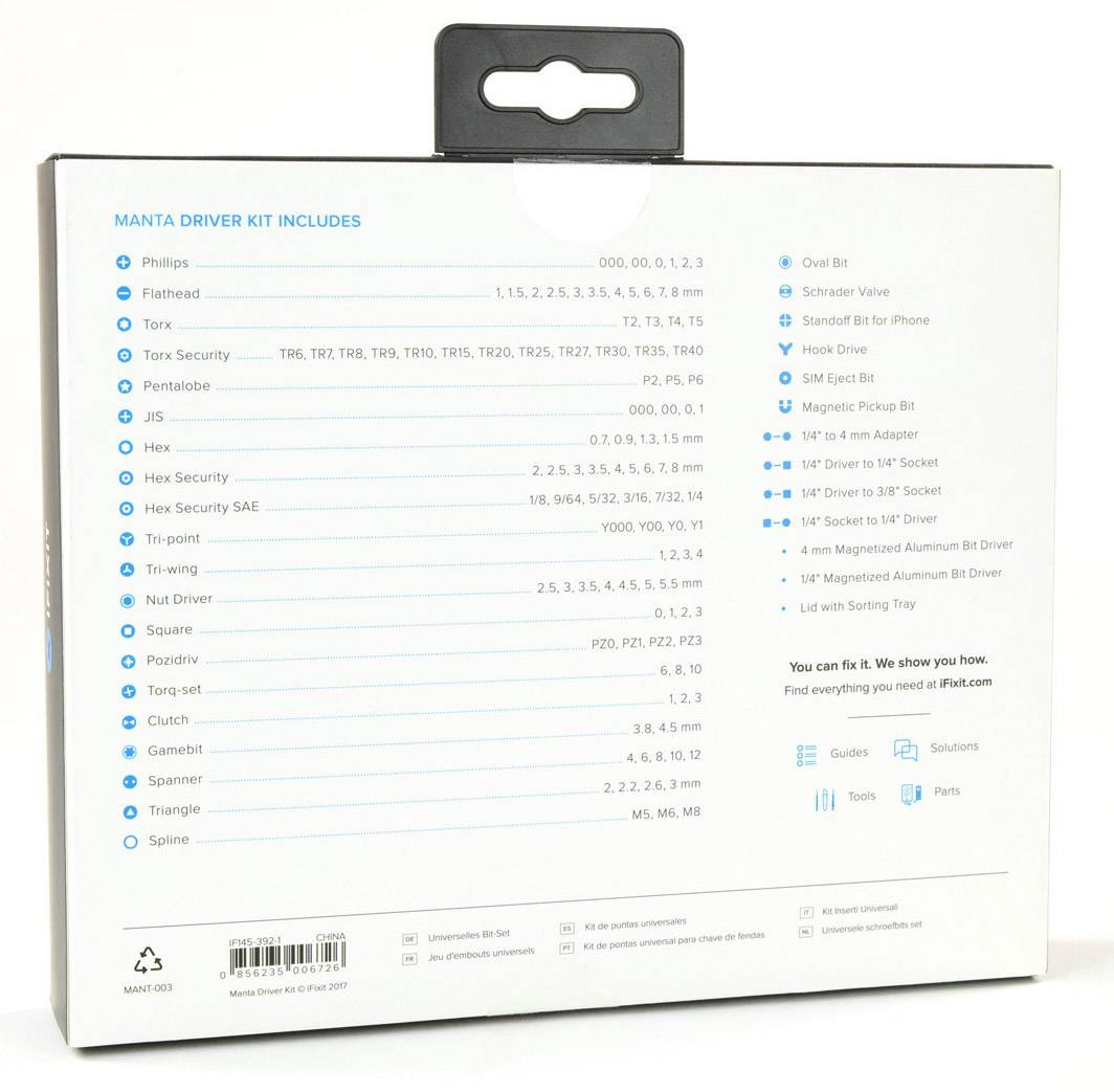 iFixit Manta Kit EU145392 Bit-Set 112teilig Schlitz, Kreuzschlitz Pozidriv, Kreuzschlitz Phillips, Pentalobe, Innen-Sech-1