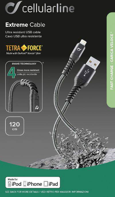 Kabel USB-A/Lightning TETRA 12m sw-1
