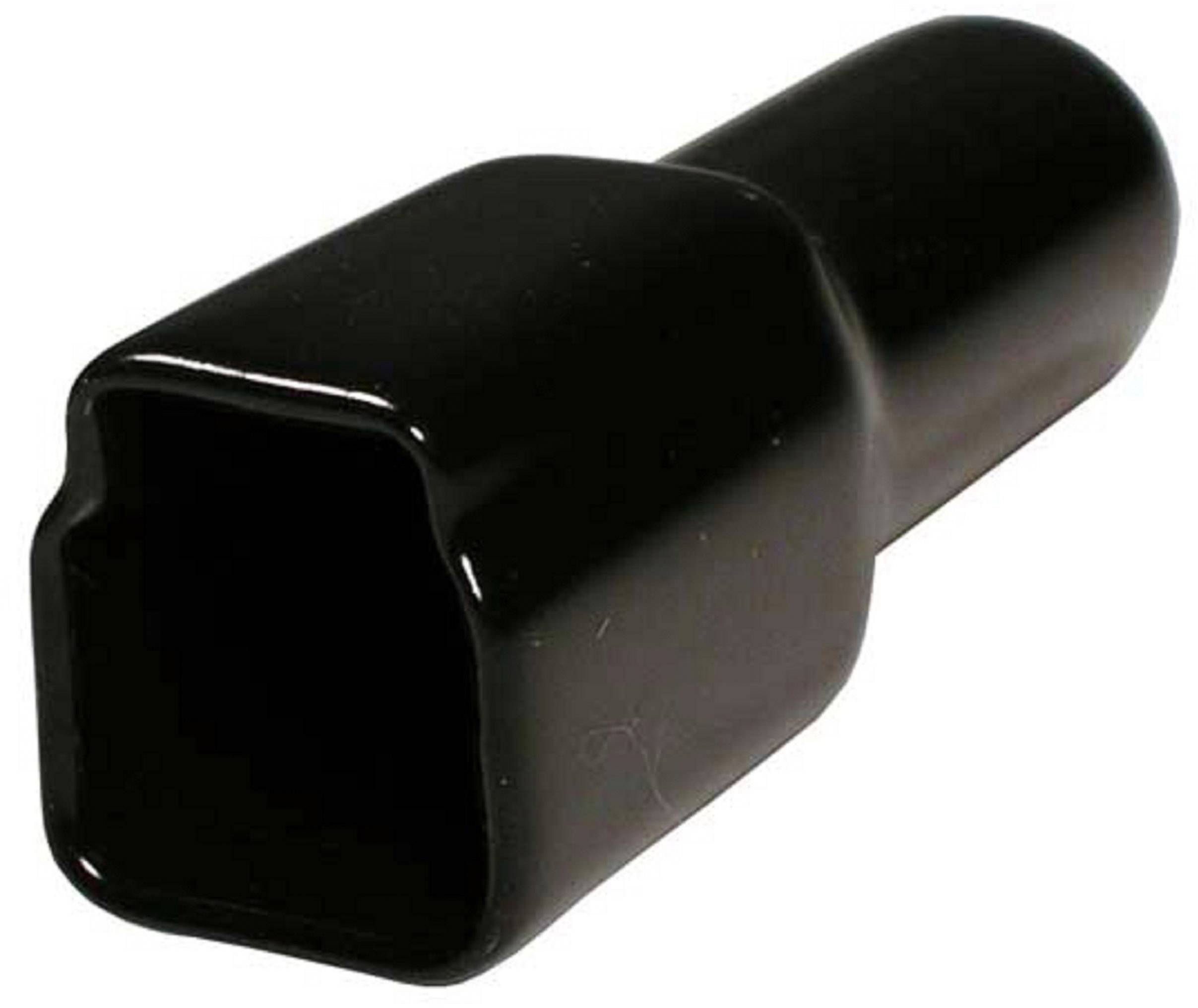 Ein schwarzer Kunststoffschutzhülle für einen Stecker.