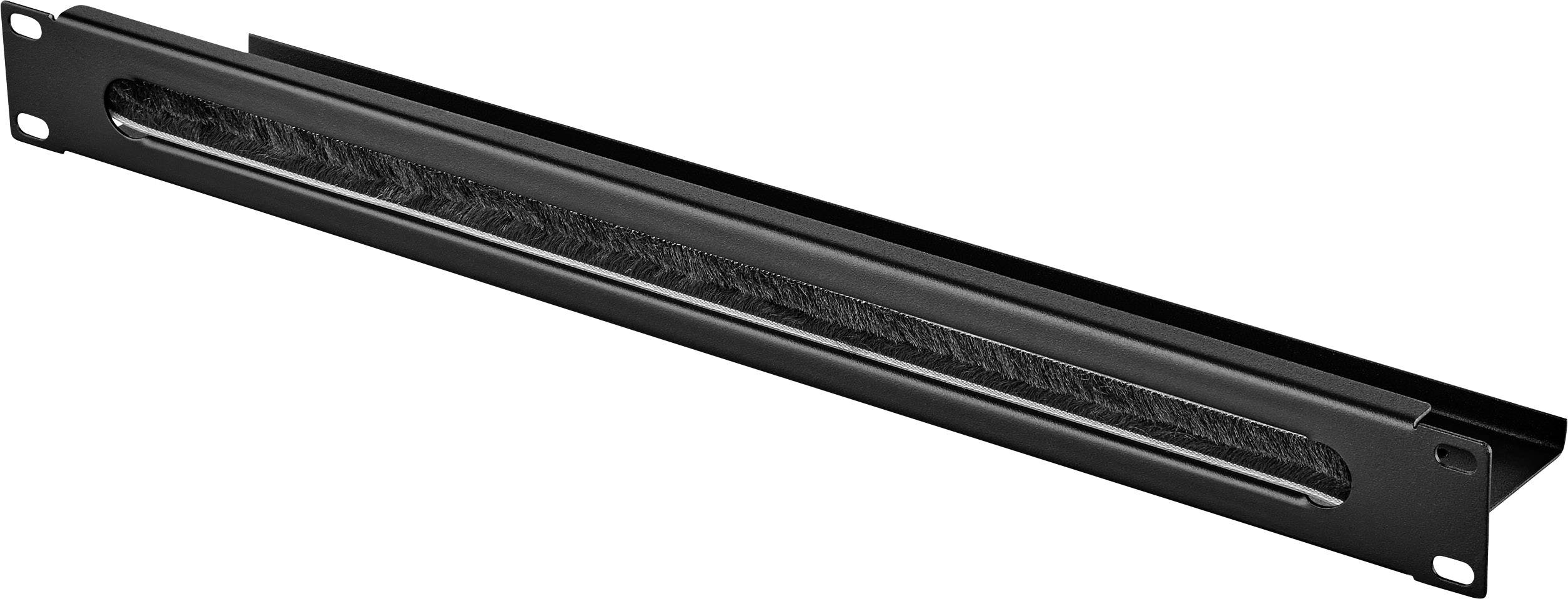 Metallplatte mit Bürstenöffnung, geeignet für die Kabelführung in Server-Racks, zur Organisation und Schutz der Kabel.