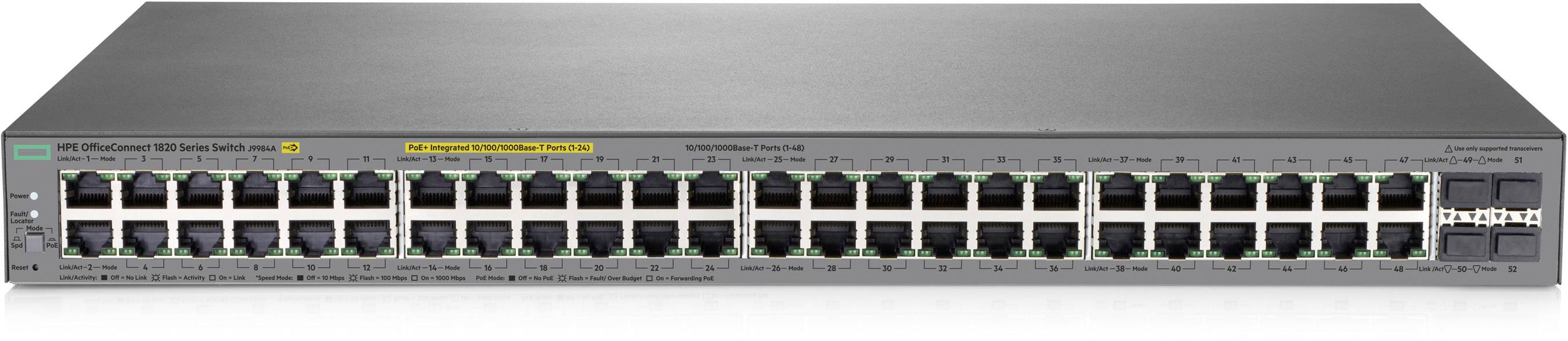 HPE 1820-48G-PoE+ (370W) - Switch - managed - 24 x 10/100/1000 (PoE+)-0