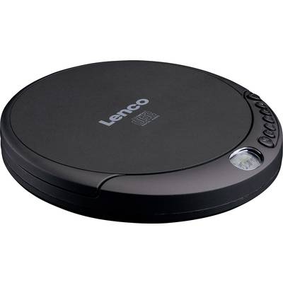 Ein tragbarer CD-Player der Marke Lenco mit einem schlanken, runden Design und Bedientasten auf der rechten Seite.