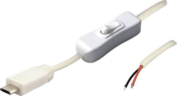 USB Anschlussleitung mit Schalter Stecker, gerade 2 polig belegt TC-2509037 TRU COMPONENTS Inhalt: 1 St.