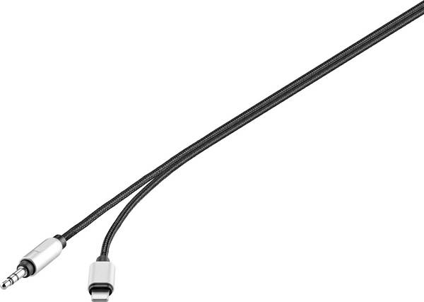 Renkforce RF-3432028 Apple Lightning / Klinke Audio Anschlusskabel [1x Apple Lightning-Stecker - 1x Klinkenstecker 3.5 mm] 1.20 m Schwarz Aluminium-Stecker