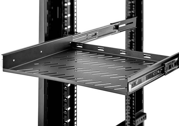 Renkforce RF-3432148 19 Zoll  Netzwerkschrank-Geräteboden  1 HE  Ausziehbar Geeignet für Schranktiefe: ab 400 mm Schwarz
