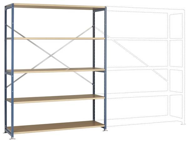 Manuflex RP1043.7035 Fachbodenregal-Grundmodul 120 kg (B x H x T) 1.47 x 2 x 60 m Stahl pulverbeschichtet Lichtgrau Holzboden